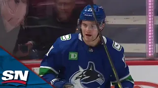 Canucks' Nils Hoglander Tucks It Past Capitals' Darcy Kuemper After Nifty Move In Tight