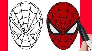 How to draw FACE SPIDER-MAN  EASY | Step by step tutorial for beginner