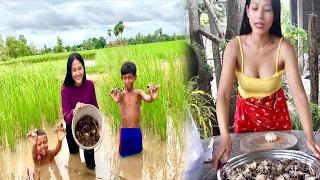 Village Girl Catch Clean And Cook Field Crabs On Field| Fried Crab Recipe