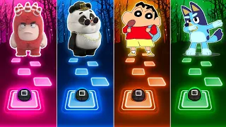 Oddbods vs Panda vs Shinchan vs Bluey | Tiles Hop EDM Rush