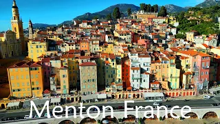 French Riviera 4K Epic Medieval Town Menton and the Mediterranean Sea - Fly Nature Relaxing Music