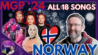 🇳🇴 Melodi Grand Prix ALL 18 songs Reaction & Analysis | Norway | Eurovision 2024