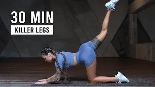 30 MIN KILLER LEG DAY - Lower Body HIIT At Home Workout (No Equipment, No Repeats)