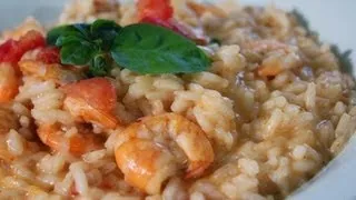 Risoto de camarão com leite de coco