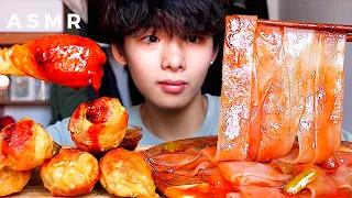 ASMR WIDE-GLASS NOODLE + SPICY FIRE FRIED CHICKEN 🍗 (Eating Sound) | MAR ASMR