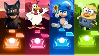 Cartoon Cat vs Chicken Song vs Baby Sonic vs Minions Banana - Tiles Hop EDM Rush