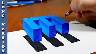 Try to do 3D Trick Art on Paper, floating letter E, Long Version