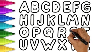 Alphabet ABC Coloring For Kids Toddler Kids A for Apple 🍏🍎,B for boll painting for kids