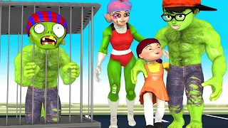 Giant Nick rescue Family Doll Squid Game vs Giant Zombie - Scary Teacher Family Story Happy ending