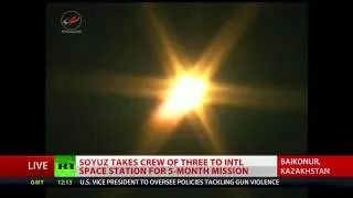 Russian Spacecraft "SOYUZ TMA-07M" launches with 3 NEW crewmembers for ISS