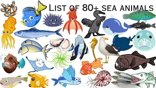 List of 80+ Sea Animals - Sea animals for kids / Learn aquatic animals name in english - Sea animals