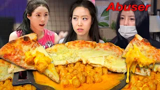 From South Korea’s Sweetheart to the "HUSBAND BEATER" | Cheesy Pizza & Fries Pan Mukbang