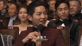 2016 KBS 연기대상 1부 - [KBS 연기대상] 송중기, ＂생방 오기 전에는 대상받고 싶었다＂.20161231