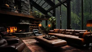 Dreamy Fireplace Escape: Rain Sounds, Heavy Rain, Thunder for Deep Sleep, Rain window