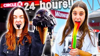 Eating only ONE COLOR Gas Station food!! 24 hrs
