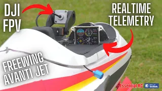 AWESOME FPV FLIGHT | Onboard REALTIME Telemetry Cockpit Display | DJI FPV RC Freewing Avanti EDF JET