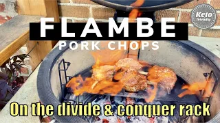 How to reverse sear & flambe pork chops using the Kamado Joe Divide & Conquer system | SDBBQ