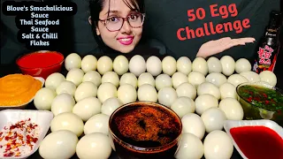 Eating 50 Boiled Egg | 50 Egg Challenge | Boiled Eggs Mukbang | Blove's Sauce | Thai Seafood sauce