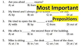 Preposition Exercise | Most Important Prepositions in English Grammar | English Point