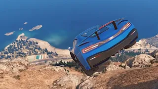 GTA 5 Driving off Mt Chiliad Crashes Compilation #76 (With Roof And Door Deformation)