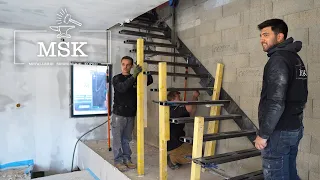 MSK Chantiers | Pose d'un escalier suspendu | Métallerie Serrurerie Kopko