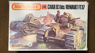 Matchbox 1986 Char B.1 bis / Renault FT.17 Vintage Model Kit Tank World War Two WW2 unboxing review
