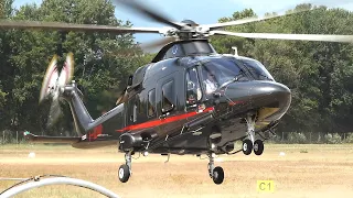 Luxurious Leonardo Agusta AW169 I-IDIO landing, start up and take off at Massa airfield