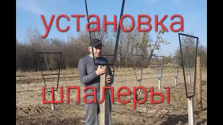 Процесс установки шпалеры.