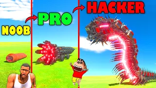 UPGRADING NOOB WORM into HACKER in NOOB vs PRO vs HACKER Animal Revolt Battle Simulator SHINCHAN