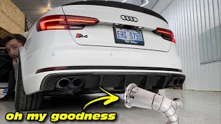 B9 Audi S4 Catless Downpipe Install - Carbnlab Decat Downpipe!!!