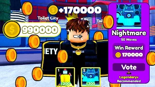 How to get 170,000 COINS every Game in NIGHTMARE MODE! New BROKEN GLITCH in Toilet Tower Defense!