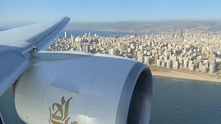 Dubai to Beirut | Beautiful arrival into Beirut-Rafic Hariri | EK953 B77W | Emirates