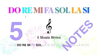 5 Notes, New Color Note: FA - Read Music Notes in Treble Clef (DO RE MI FA SOL LA SI)