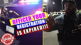 FOUR POLICE CARS COME FOUR POLICE CARS HAVE EXPIRED TAGS! [COPS BREAKING THE LAW]