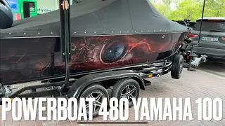 Powerboat 480 Yamaha 100. Тест драйв на воде, проверка оборудования. Скорость 63км/час