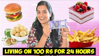 LIVING on 100Rs for 24 HOURS Challenge😝(DIFFICULT)