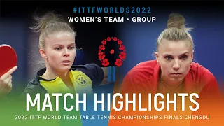 Highlights | Adina Diaconu (ROU) vs Fllippa Bergand (SWE) | WT Grps | #ITTFWorlds2022