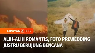 Bukit Savana Gunung Bromo Terbakar akibat Api dari Flare Asap untuk Foto Prewedding | Liputan 6