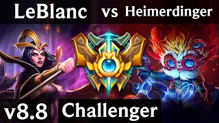 LEBLANC vs HEIMERDINGER (MID) ~ Legendary, Perfect KDA 16/0/7 ~ EUW Challenger ~ Patch 8.8