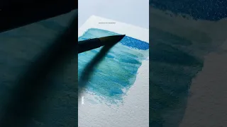 how to draw water with watercolor🌊 #shorts