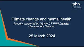 Climate change and mental health - 25 March 2024