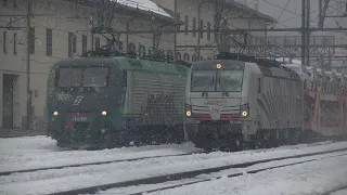 BRENNERO e COLLE ISARCO, lo SPETTACOLO dei TRENI MERCI della BRENNERBAHN sotto la NEVE