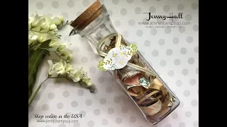 How to decorate a glass jar with paper curls using Stampin Up products with Jenny Hall