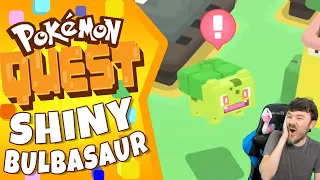 SHINY BULBASAUR FOUND IN POKEMON QUEST! Epic Shiny Starter Action On Live Stream Shiny Hunting!