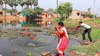 Fishing Video || Village lady & man have special experience in fishing || Fish catching trap