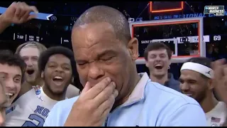 Emotional Hubert Davis, moments after UNC's Elite Eight win