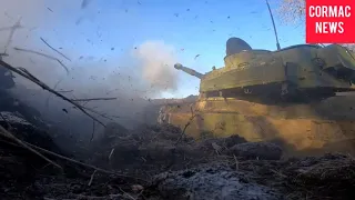 RF Army Corps support their infantry with fire from 122-mm self-propelled howitzers 2S1 "Gvozdika"