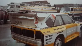 Walter Rohrl and Hannu Mikkola both in the Audi S1 Sport Quattro’s