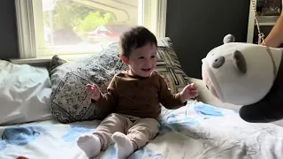 BABY KIKU PLAYS WITH PANDA BEAR TOY #happy #fun #laugh #baby ￼