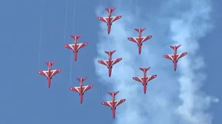 Red Arrows Royal Air Force Aerobatic Team flying Display RIAT 2019 RAF Fairford AirShow